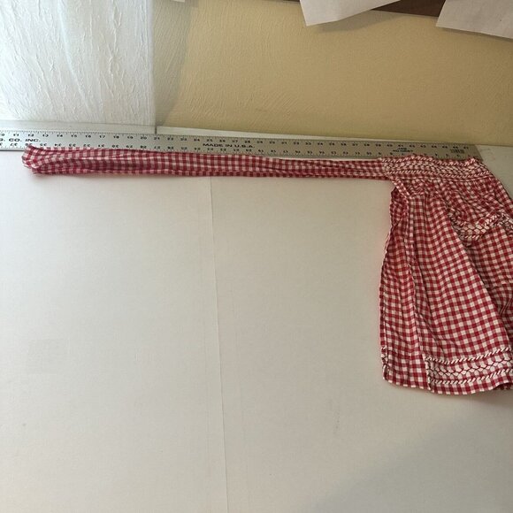 Womens Vtg Kitchen Apron Red Checkered Gingham Tie Back At Waist Cotton Retro - Picture 10 of 10